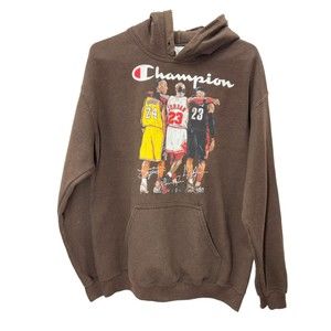 Champion Sweatshirt Medium Labron James Kobe Bryant Michael‎ Jordan Mens brown